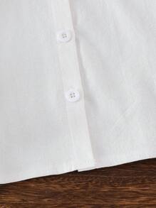 SHEIN Elladie kids 1pc Girls' Pure White Lace Trim Casual Blouse, Delicate Ruffle Big Peter Pan Collar, Cute Everyday Versatile Shirt For Autumn Fall Winter - White - View 7