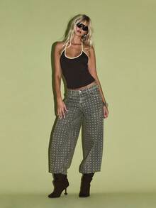 KIZN Halter Neck Tank Top Y2K Fashion Black Crop Top With Contrast Trim Summer Festival Party Clubwear Racerback Sleeveless Cami Basic Essential Top - Multicolor - View 5