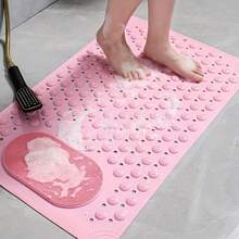 SHEIN 27.5 英寸 X 14.2 英寸橡胶防滑淋浴和浴缸垫，适用于老人和儿童，带排水孔和吸盘的浴缸垫，可机洗，绿色浴室装饰秋季装饰浴室配件