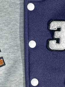 Chaqueta de béisbol casual, deportiva y versátil de estilo universitario, con ajuste holgado, adecuada para otoño/invierno, para niños y niñas, apta para uso diario y actividades al aire libre - Multicolor - Ver 6