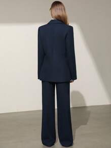 Aveloria Modichic Women's Suit Set: Jacket And Pants, New Arrival For Autumn Fall Cloth For Women - Navy Blue - View 7