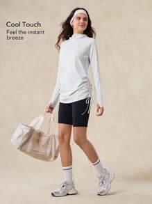 OutZeal 女士白色防晒外套 夏季日常休闲长袖上衣 防紫外线 凉爽触感丝滑柔软 及臀长度 侧边抽绳 - 白色 - 查看 3