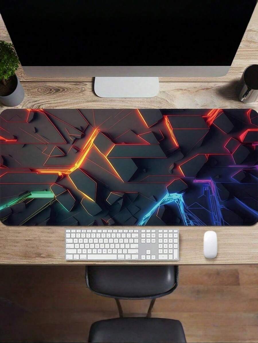 SHEIN Alfombrilla de ratón de juego con diseño 3D - Base de goma antideslizante, almohadilla de escritorio colorida adecuada para jugadores y uso de oficina, gran almohadilla para teclado de vuelta al colegio