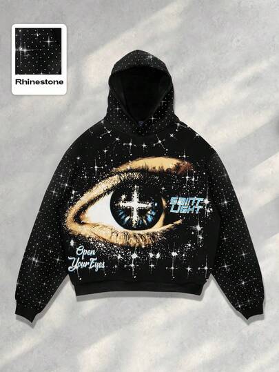 Goth Unisex Cross Graphic Casual Punk Street Style Long Sleeve Hoodie Sweatshirt, Autumn/Winter