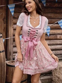 Serisse Váy dạ hội Đức màu trơn Jacquard mới 2025 dành cho nữ, cổ vuông truyền thống, Munich truyền thống, họa tiết hoa và tạp dề, dành cho lễ hội Oktoberfest, váy cổ điển, váy ngắn, lễ hội Oktoberfest, Wiesn, lễ hội Bierfest, váy Dirndl họa tiết hoa hồng, váy Dirndl họa tiết hoa hồng, váy Oktoberfest, váy Đức, váy Dirndl thêu, váy Dirndl nữ, váy Dirndl XL, váy Dirndl màu hồng/váy Dirndl màu hồng - Hồng - Xem 1