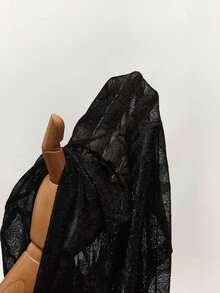 Amplova Women's Hollow-Out Design Round Neck Long Sleeve Sexy Fitted Lace Blouse