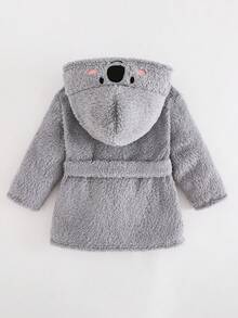 Cozy Pixies Bata de baño con capucha de forro polar con estampado de koala de dibujos animados de manga larga y con cordón para bebé niño, bata de baño gruesa para bebé niño, bata de bebé, bata para recién nacido, bata con koala, bata con capucha, otoño e invierno