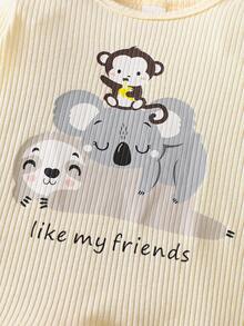 SHEIN Blauer minimalistischer Langarm-Overall mit Mütze für Säuglinge/Kleinkinder