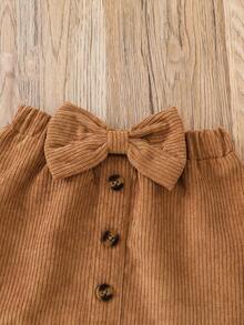 SHEIN Elladie kids Baby Girls Casual Versatile Long Sleeve Top And Skirt Set Fall Winter - Black - View 5