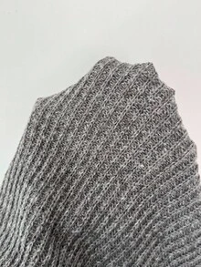 Chiquease 女士秋冬新款宽松V领落肩长袖针织开衫，法式高端简约慵懒风复古时尚灰色优雅通勤秋冬休闲商务办公日常休闲百搭气质都市教师职业装 - 灰色 - 查看 8