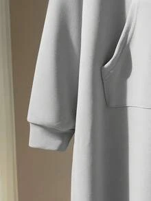 Tween Girls Extra Long Hooded Basic Pocket Sweatshirt, Minimalist & Fashionable Fall Winter - Grey - View 4