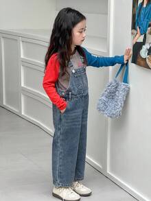 DAZY 年轻女孩休闲韩版风格做旧洗水连体裤秋冬 - 藍色 - 查看 2