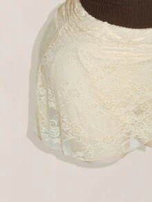 SHEIN ICON Falda de encaje con pliegues en la cintura, cruce en el bajo y línea A, estilo bohemio, para tallas grandes - Albaricoque - Ver 9