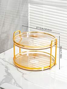 SHEIN 1 件钻石纹理双层/单层托盘带手柄，现代双手柄托盘，适用于家庭 - 無色 - 查看 4