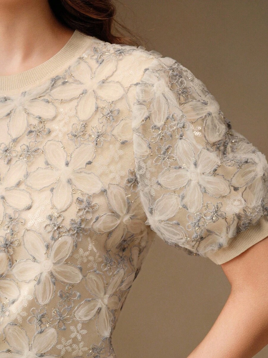 Anewsta Áo thun tay ngắn màu xanh lá cây mỏng thanh lịch cổ điển - Màu xanh bụi bặm - Xem 1