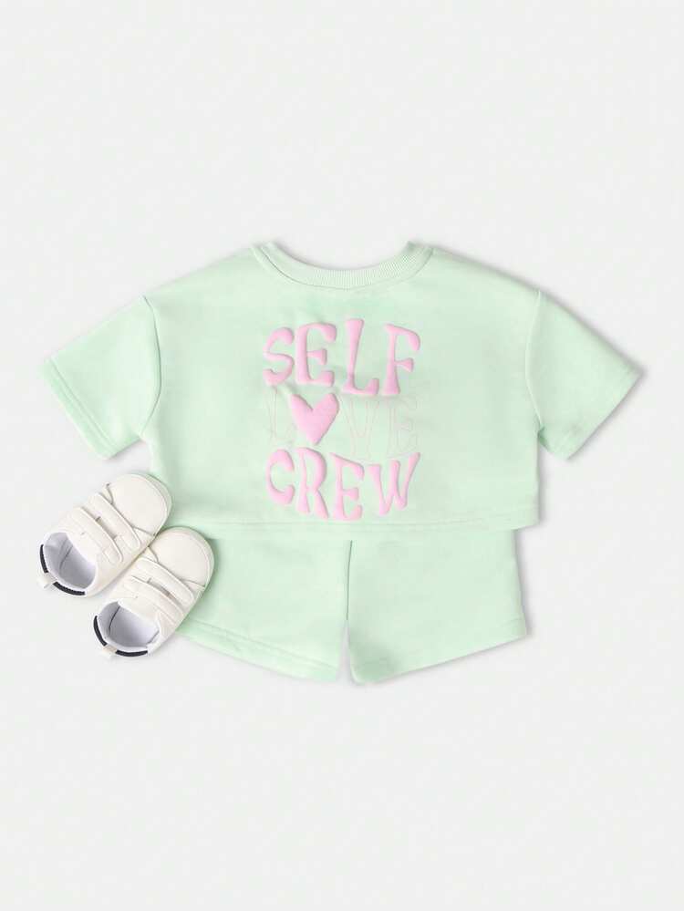 T-Shirt And Shorts Co Ord Set With Heart Design