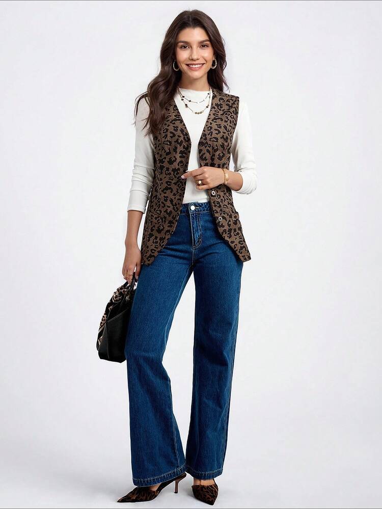 Spring For Women Women's Leopard Print Vest Jacket