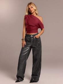 SHEIN Forever 21 女士浪漫/舞会/正式/生日/90 年代服装/商务休闲女士/优雅/西部服装/外出/时尚/休闲/Y2K 服装/俱乐部/办公室/鸡尾酒会/复古/紧身/狂欢节/有趣/优雅/老钱/街头服饰/度假/乡村音乐会/工作服/端庄/春假/单身女郎/音乐会/坏人/基本款/毕业/合身/女牛仔/通勤仙女风格/抹胸/无袖/黑色上衣 - 酒紅色 - 查看 3