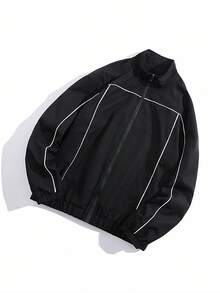 Chillumni Men's Casual Loose Zip-Up Outdoor Windbreaker Jacket Track Jacket Streetwear, Fall, Grunge