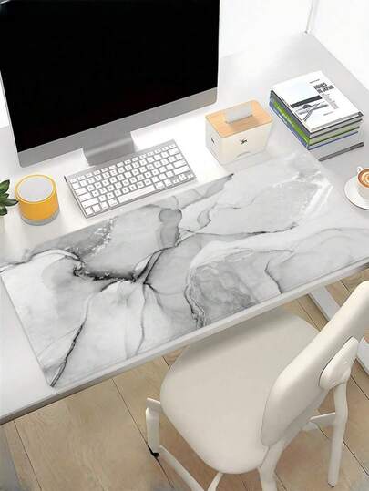 1個 大理石調 ゲーミングマウスパッド ミニマリストグレー デスクマット ゴム製底面 縫い付けエッジ 滑り止め デスクアクセサリー XLマウスパッド オフィス ホーム 男女兼用 誕生日 入学祝いのギフトに