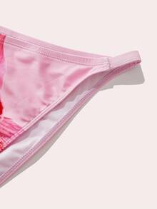 3pcs Swim Oasis Women's Vacation Floral Swimsuit, Fashionable Sexy Deep V-Neck Spaghetti Strap Bikini Top And Mini Skirt Plus Size Set