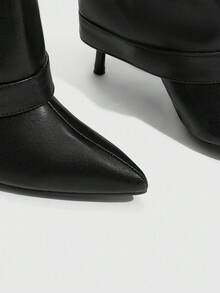 CUCCOO SZL 黑色尖头细高跟踝靴 - 黑色 - 查看 6