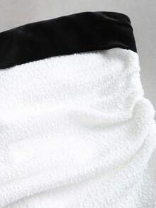 Sweetra Women's New Sexy Sweet Cute Fashion Versatile Black & White Contrast Bowknot Bandeau Sleeveless Mini Dress