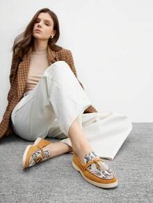 Sleekvia 女士休闲舒适一脚蹬平底鞋 - 駝色 - 查看 5