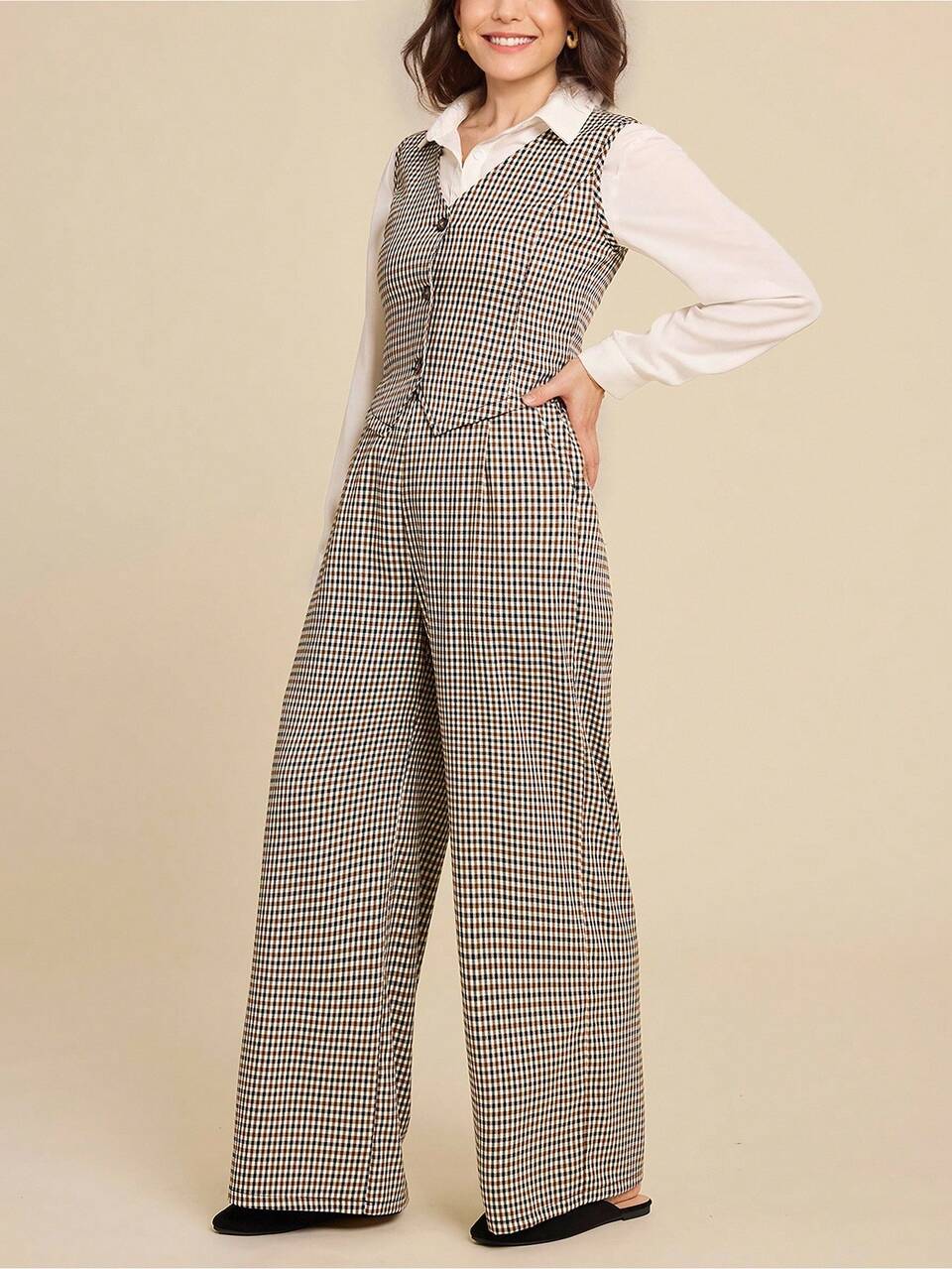 Women Solid Color Round Neck Short Sleeve Top And Flower Print Wide Leg Pants Set For Summer Two Pieces Outfits