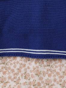 Vestido de cárdigan casual con lazo en la espalda para niñas, otoño/invierno - azul real - Ver 5