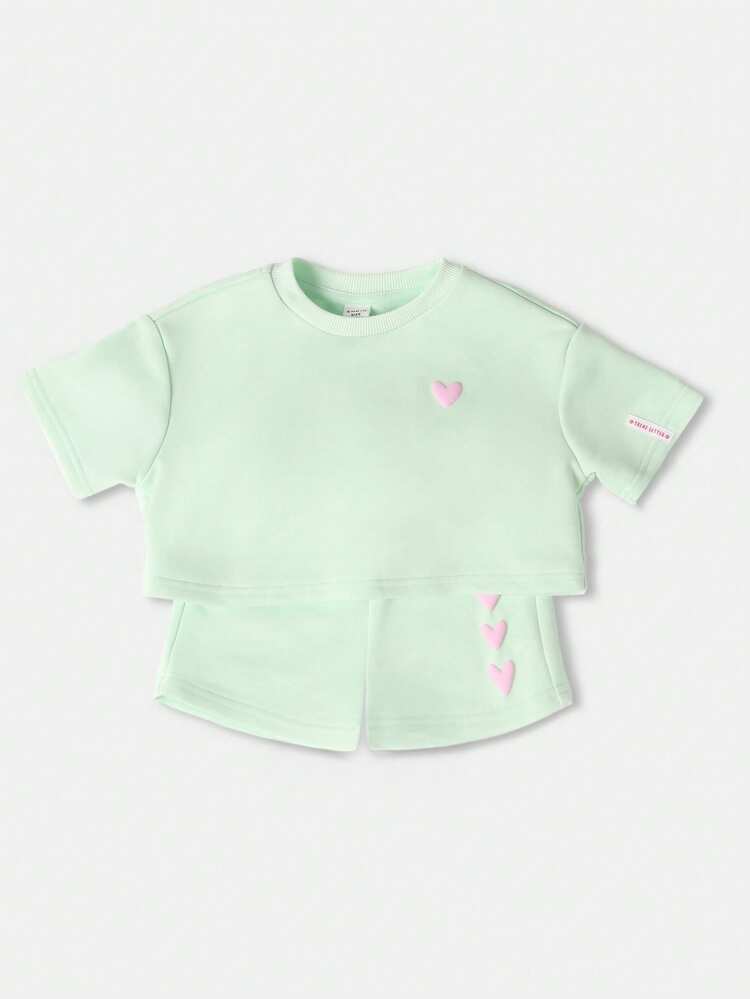 T-Shirt And Shorts Co Ord Set With Heart Design