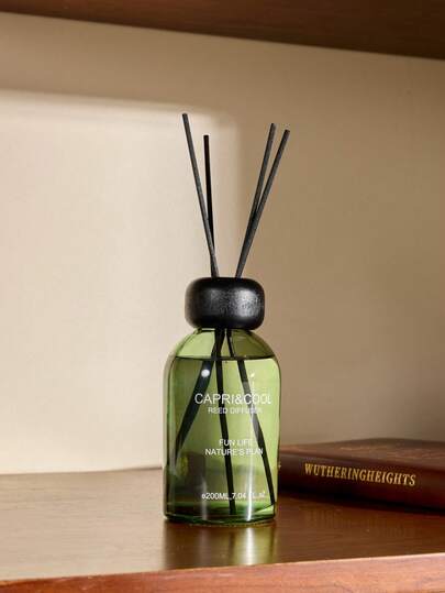 Cirelle Ensemble cadeau d'aromathérapie sans flamme dans une bouteille verte naturelle et fraîche, huile essentielle parfumée, rotin d'hôtel, désodorisant d'air durable pour la salle de bain