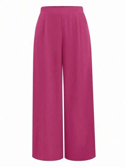 EMERY ROSE 大码女式纯色褶皱阔腿宽松休闲裤