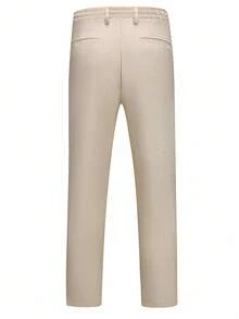 Manfinity Bizformal 男士休闲商务纯色通勤斜口袋西装裤，老款风格 - 卡其色 - 查看 2