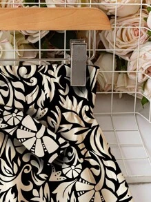 SHEIN LUNE Pantalones largos de mujer con cintura suelta y estampado floral casual, adecuados para primavera/verano