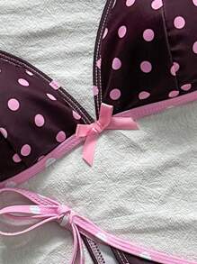 Swim Mod 2025新款女士随机印花三角比基尼套装，性感沙滩度假休闲比基尼套装 - 彩色 - 查看 6