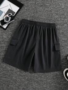 SHEIN Teens/Youths Casual Solid Color Loose Comfy Shorts, Versatile For Commute, School, Daily, Travel, Sports, Suitable For Spring & Summer