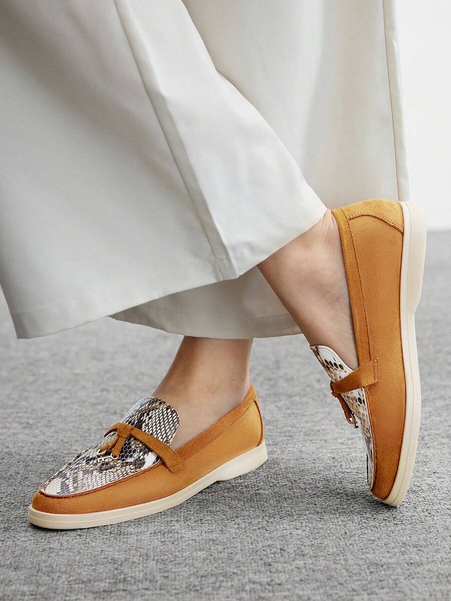 Sleekvia 女士休闲舒适一脚蹬平底鞋 - 駝色 - 查看 1