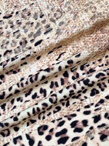 EgrlEra Chaqueta delgada con estampado de leopardo y parches de encaje para mujer - Multicolor - Ver 5