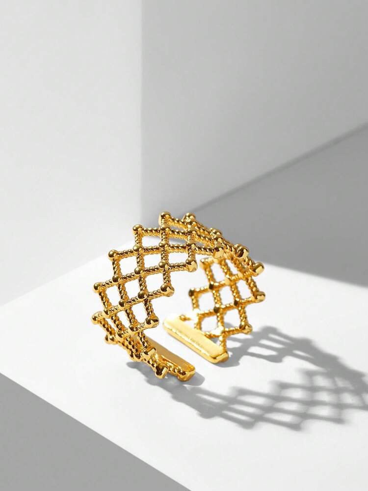 18K GOLD PLATED BRAID DETAIL SINGLE RING