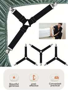 SHEIN 4pcs Adjustable Bed Sheet Fasteners, Triangular Bed Sheet Clips, Blanket Anti-Slip Fixers, Suitable For Bedsheet, Sofa Covers