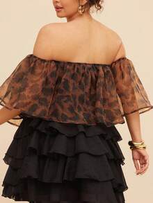 Vixey 露肩印花欧根纱上衣，波西米亚风，波西米亚风女装，夏季上衣 - 彩色 - 查看 2