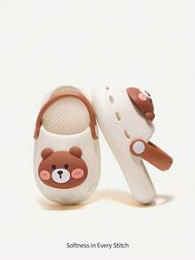 Cozy Pixies 可愛和有趣乙烯-乙酸乙烯共聚物熊圖案耐磨防滑嬰兒洞洞鞋 - 白色 - 查看 1