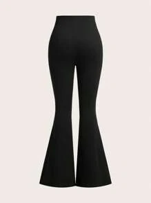 SHEIN EZwear 3pcs Women High Waist Skinny Flare Leg Pants Set - Black - View 8