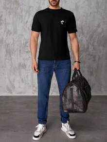 RueChic Men Tropical Print Tee - Black - View 7