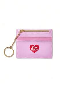SHEIN X Care Bears 1 chú gấu hoạt hình bằng da PU, gấu Funshine, gấu Share, ví đựng thẻ in hình gấu Tenderheart, có thể đựng tiền xu và tiền mặt, có 2 khe cắm thẻ và 1 móc chìa khóa, phù hợp cho phụ nữ và học sinh - Hồng - Xem 7