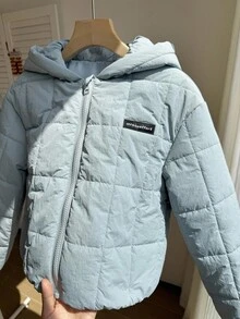 Tween Girls Casual All-Match Versatile Commuter Plaid Padded Collar Padded Coat, Autumn/Winter - Blue - View 6