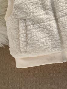 女童休闲百搭无袖外套，秋冬季女童抓绒背心，泰迪熊背心，保暖背心，冬季背心 - 米色 - 查看 3