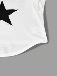 SHEIN Explorewe Áo họa tiết ngôi sao cho bé gái tuổi mới lớn kèm quần Cargo nhiều túi, trang phục thường ngày 2 món - trắng - Xem 6