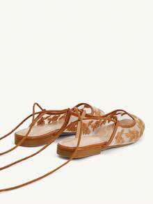 CUCCOO TILAWA 女士平底一脚蹬鞋，网眼刺绣方头穆勒鞋，优雅迷人风格 - 棕色 - 查看 11